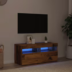 vidaXL Mobile Porta TV con LED Legno Antico 90x35x40 cm Multistrato - Vista aggiuntiva 3
