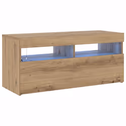 vidaXL Mobile Porta TV con LED Artigianale 90x35x40 cm Multistrato - Vista aggiuntiva 2