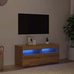 vidaXL Mobile Porta TV con LED Artigianale 90x35x40 cm Multistrato - Vista aggiuntiva 3