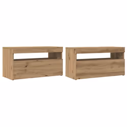 vidaXL Mobili Porta TV con LED 2 pz Artigianale in Legno Multistrato - Vista aggiuntiva 2