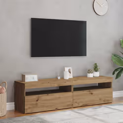 vidaXL Mobili Porta TV con LED 2 pz Artigianale in Legno Multistrato - Vista aggiuntiva 3