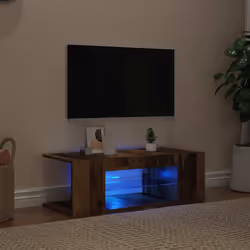 vidaXL Mobile Porta TV con LED Legno Antico 90x39x30 cm Multistrato - Vista aggiuntiva 3