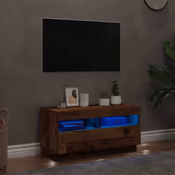 vidaXL Mobile Porta TV con LED Legno Antico 80x35x40 cm Multistrato - Vista aggiuntiva 3