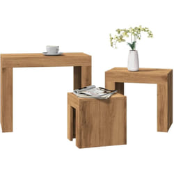 vidaXL Tavolini Impilabili 3 pz Rovere Artigianale in Truciolato