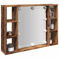 Mobile a Specchio led Legno Antico 76x15x55 cm Multistrato Vidaxl 485860
