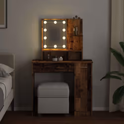 vidaXL Toeletta con LED Legno Antico 86,5x35x136 cm - Vista aggiuntiva 3