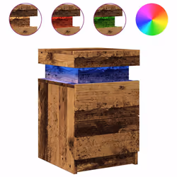 vidaXL Comodino con LED Legno Antico 35x39x55 cm in Truciolato - Vista aggiuntiva 2