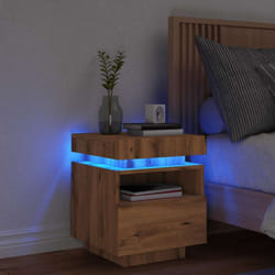 Comodino con Luci LED Rovere Artigianale 40x39x48,5 cm vidaXL800383