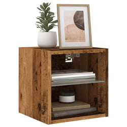 vidaXL Mobile TV a Parete con Luci LED Legno Antico 30x28,5x30 cm
