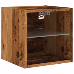 vidaXL Mobile TV a Parete con Luci LED Legno Antico 30x28,5x30 cm - Vista aggiuntiva 2