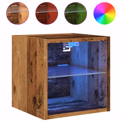vidaXL Mobile TV a Parete con Luci LED Legno Antico 30x28,5x30 cm - Vista aggiuntiva 3