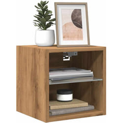 Vidaxl - Mobile tv a Parete con Luci led Rovere Artigianale 30x28,5x30cm 3003