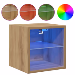 vidaXL Mobili TV a Parete con Luci LED 2 pz Rovere Artigianale - Vista aggiuntiva 2