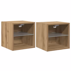 vidaXL Mobili TV a Parete con Luci LED 2 pz Rovere Artigianale - Vista aggiuntiva 3