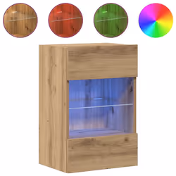 vidaXL Mobili da parete con luci LED per TV 2pz Rovere Artigianale 40x30x60,5cm - Vista aggiuntiva 2