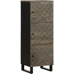 Credenza Nera 40x33x110 cm in Legno Massello di Mango - Vidaxl