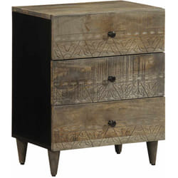 Comodino Grigio Chiaro 50x33x60 cm in Legno Massello di Mango Vidaxl 488272