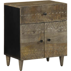 Vidaxl - Comodino Grigio Chiaro 50x33x60 cm in Legno Massello di Mango