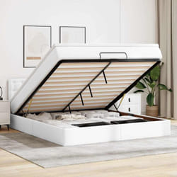 Pouf Letto con Materassi e led Bianco Puro 180x200cm Similpelle Vidaxl