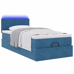 vidaXL Struttura Letto Pouf con Materasso 100x200 cm Velluto - Vista aggiuntiva 3