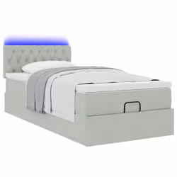 vidaXL Struttura Letto Pouf con Materasso 100x200 cm Velluto - Vista aggiuntiva 3