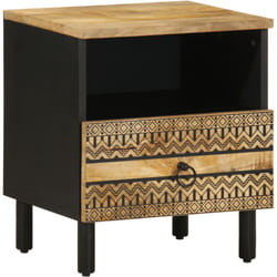 Vidaxl - Comodino Nero 40x33x46 cm in Legno Massello di Mango Grezzo 262029