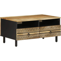 Tavolino da Salotto Nero 80x54x40cm Legno Massello Mango Grezzo Vidaxl 131048