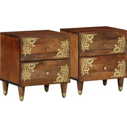 Vidaxl - Comodini 2 pz 40x33,5x46 cm Legno Massello di Mango