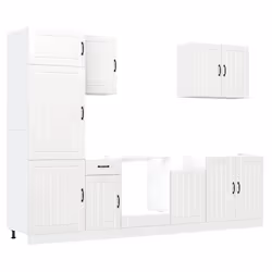 vidaXL Set Mobili da Cucina 7 pz Lucca Bianchi Lucido in Truciolato - Vista aggiuntiva 2