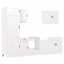vidaXL Set Mobili da Cucina 7 pz Porto Bianchi Lucido in Truciolato - Vista aggiuntiva 2
