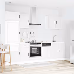 vidaXL Set Mobili da Cucina 7 pz Porto Bianchi Lucido in Truciolato - Vista aggiuntiva 3