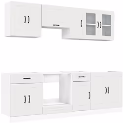 Questo set di 8 mobili da cucina, con il suo design elegante, ottimizza lo spazio della vostra cucina e offre ampio spazio pe ...
