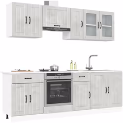 Questo set di 8 mobili da cucina, con il suo design elegante, ottimizza lo spazio della vostra cucina e offre ampio spazio pe ...