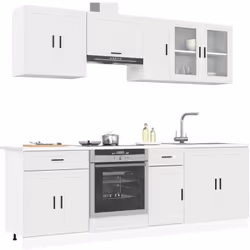 Questo set di 8 mobili da cucina, con il suo design elegante, ottimizza lo spazio della vostra cucina e offre ampio spazio pe ...