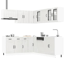 vidaXL Set Mobili da Cucina 11 pz Lucca Bianchi Lucido in Truciolato