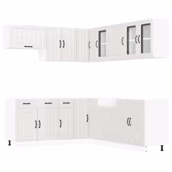 vidaXL Set Mobili da Cucina 11 pz Lucca Bianchi Lucido in Truciolato - Vista aggiuntiva 2