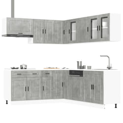 vidaXL Set Mobili da Cucina 11 pz Porto Grigio Cemento in Truciolato