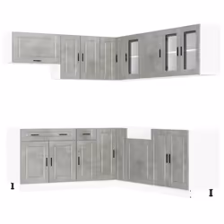 vidaXL Set Mobili da Cucina 11 pz Porto Grigio Cemento in Truciolato - Vista aggiuntiva 2
