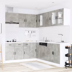 vidaXL Set Mobili da Cucina 11 pz Porto Grigio Cemento in Truciolato - Vista aggiuntiva 3