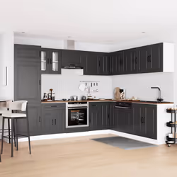 vidaXL Set Mobili da Cucina 14 pz Kalmar Neri Legno Multistrato - Vista aggiuntiva 3