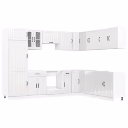 vidaXL Set Mobili da Cucina 14 pz Lucca Bianchi Lucido in Truciolato - Vista aggiuntiva 2