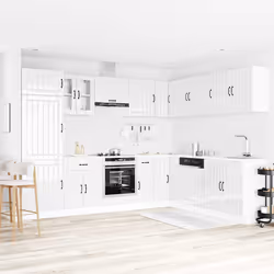 vidaXL Set Mobili da Cucina 14 pz Lucca Bianchi Lucido in Truciolato - Vista aggiuntiva 3