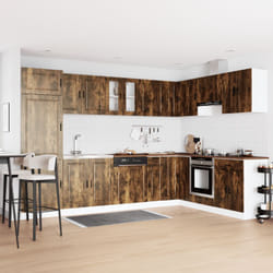 Mobile Base per Lavabo 'Porto' con Lavabo Rovere Affumicato 80x46x84,5 cm in Legno Ingegnerizzato