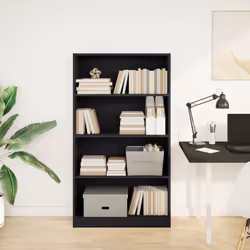 vidaXL Libreria Nera 80x24x143 cm in Legno Multistrato - Vista aggiuntiva 3