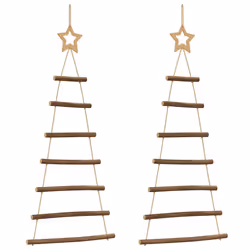 vidaXL Alberi di Natale sospesi con stelle in alto 2 pz 42x90 cm Ramo naturale - Vista aggiuntiva 2