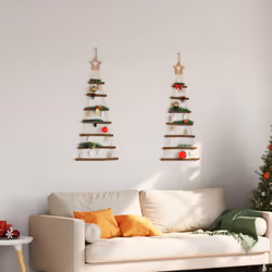 vidaXL Alberi di Natale sospesi con stelle in alto 2 pz 42x90 cm Ramo naturale - Vista aggiuntiva 3