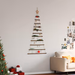 vidaXL Albero di Natale sospeso con stella superiore 74x150 cm Ramo naturale - Vista aggiuntiva 3