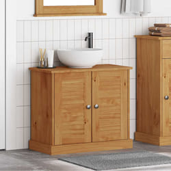 vidaXL Mobile Lavabo con porta VIGO marrone ambrato 67.5 x 34 x 59 cm
