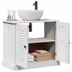 vidaXL Mobile Lavabo con porta VIGO bianco anticato 67.5 x 34 x 59 cm - Vista aggiuntiva 3