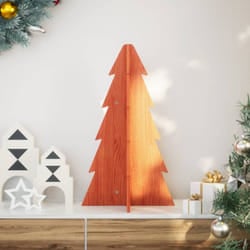 Albero di Natale Marrone Cera 69,5 cm in Legno Massello di Pino Vidaxl 701640